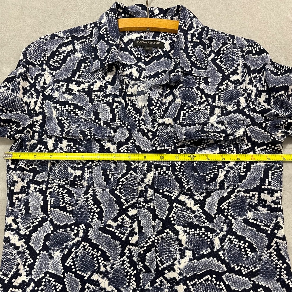 Chic Banana Republic Navy Blue Snake Skin Print Shirt Dress Tunic Women's Sz 4 - Picture 10 of 10